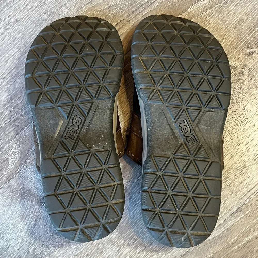 Teva Mens Langdon Slide Waterproof Leather Sandals Walnut Brown 1015150 Size 11